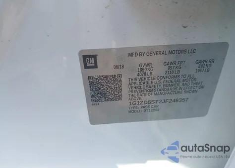 2018 Chevrolet Malibu Lt from USA, damaged, VIN 1G1ZD5ST2JF249357